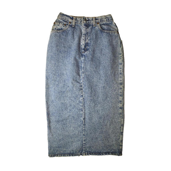 Levis Vintage Blue Denim Midi Skirt Womens Size 10 25'' Waist 98505 0209 - Picture 1 of 12